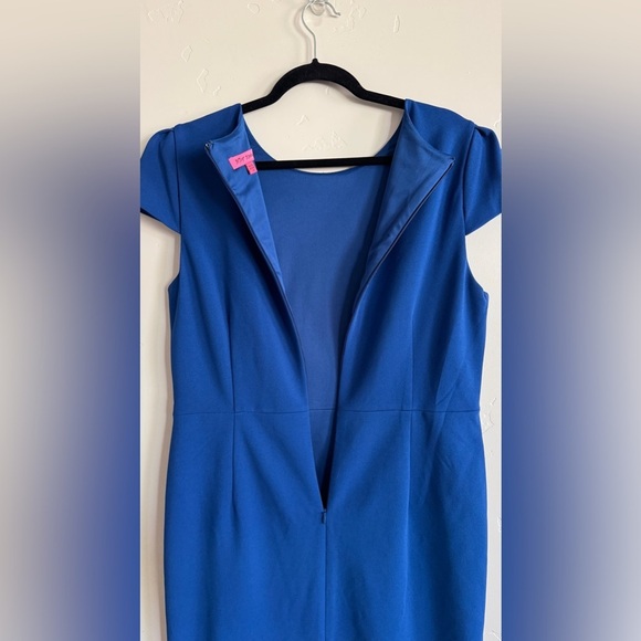 Betsey Johnson Blue Puff Sleeve Sheath Dress ocean blue size 14 - Picture 12 of 13